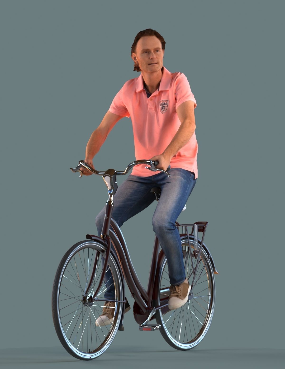 set of  3D men on bicycles or motor cycle low-poly 3D models Low-poly 3D model_5