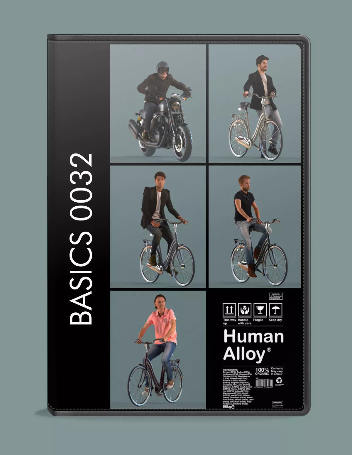 set of  3D men on bicycles or motor cycle low-poly 3D models Low-poly 3D model_0