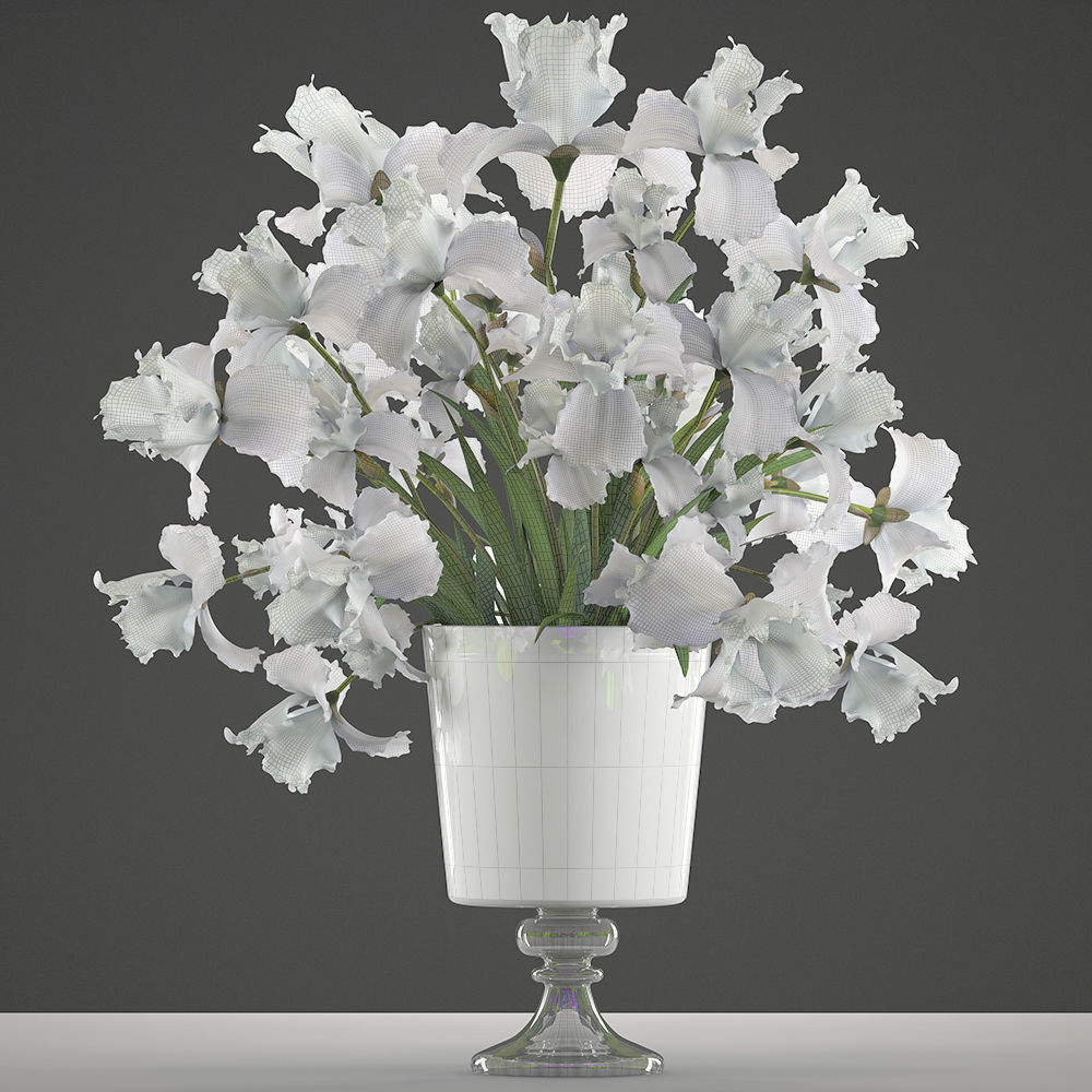 bouquet of white flowers  3D model_4