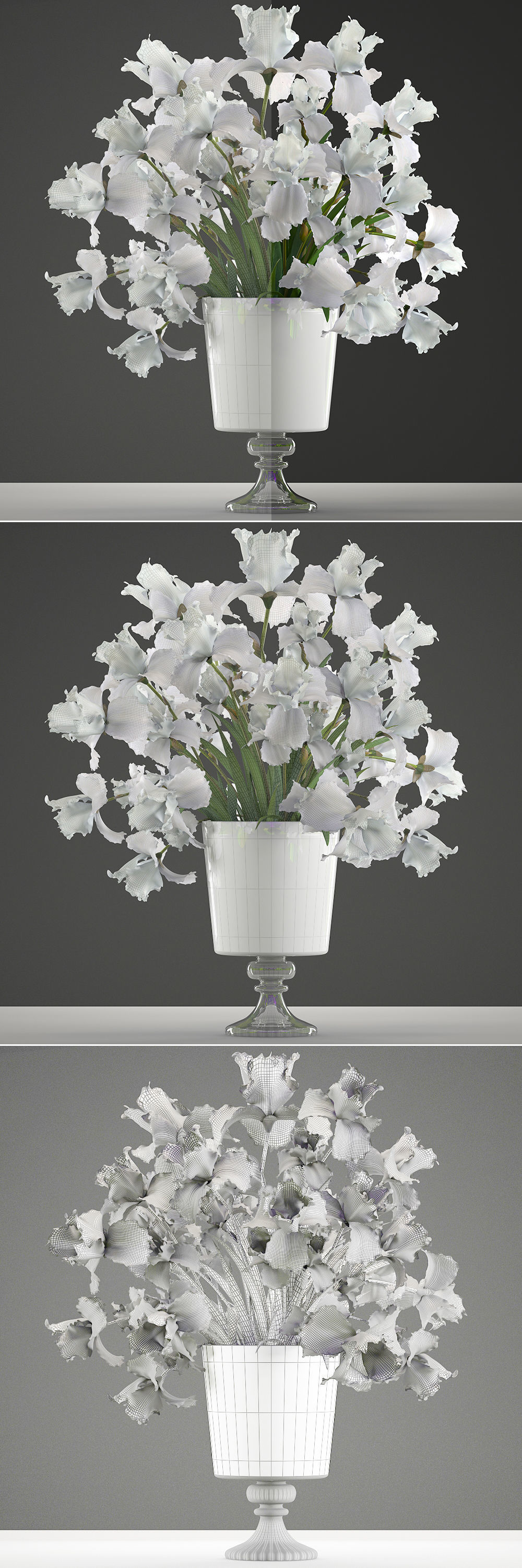 bouquet of white flowers  3D model_3
