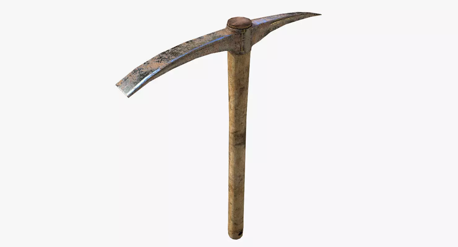 Pickaxe old Low-poly 3D model_0