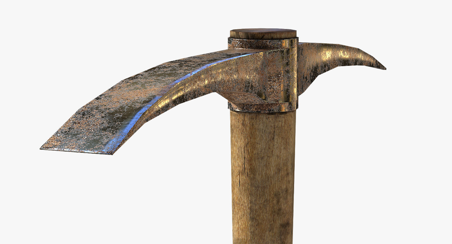 Pickaxe old Low-poly 3D model_7