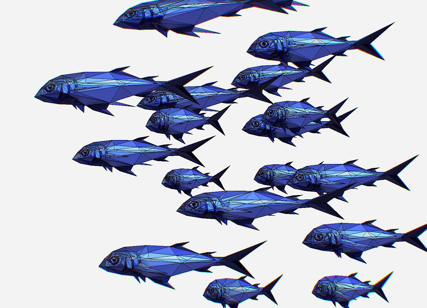 Animated Low Poly Art Flock Blue Sea Fish Low-poly 3D model_24