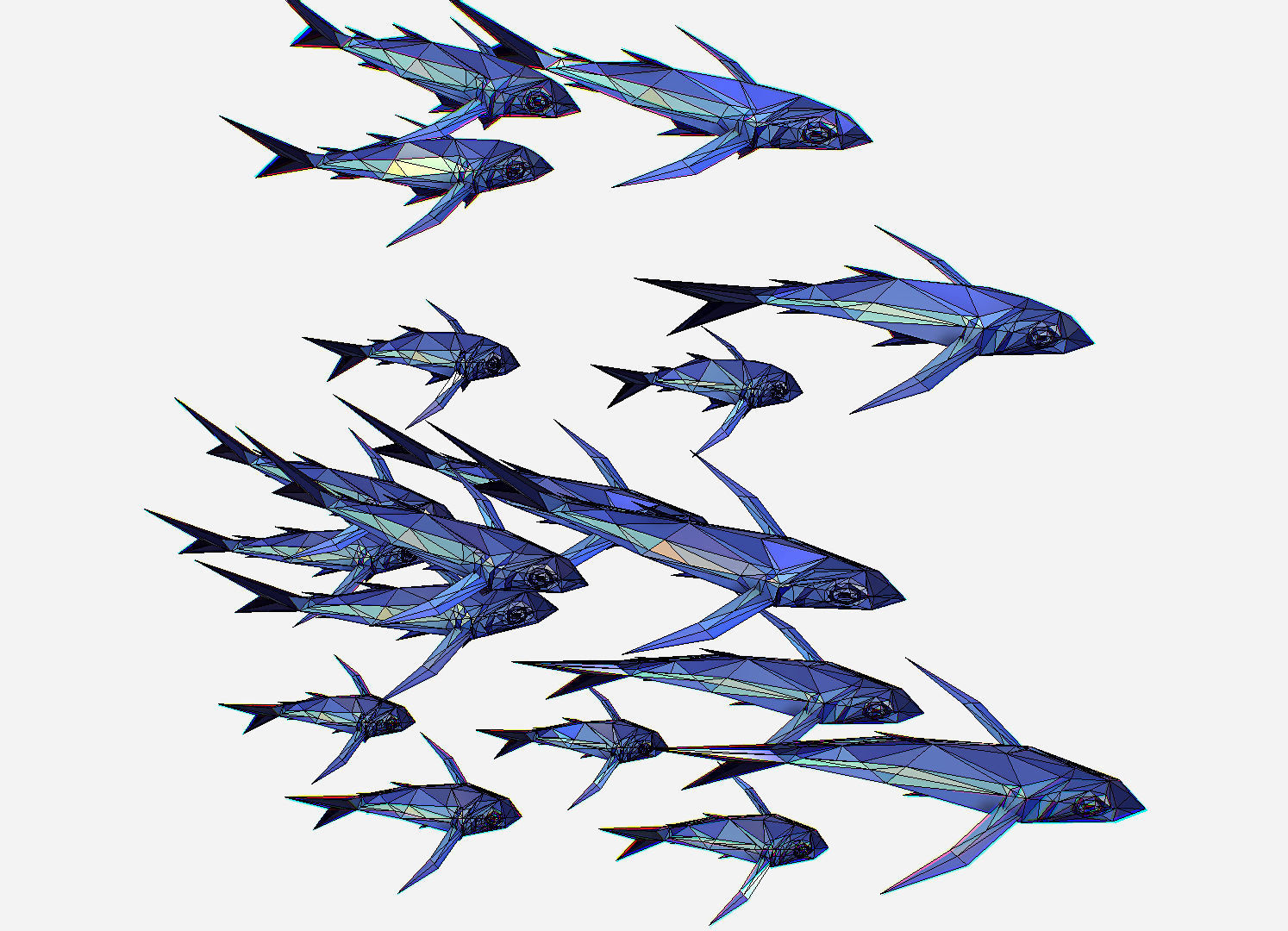 Animated Low Poly Art Flock Blue Sea Fish Low-poly 3D model_25