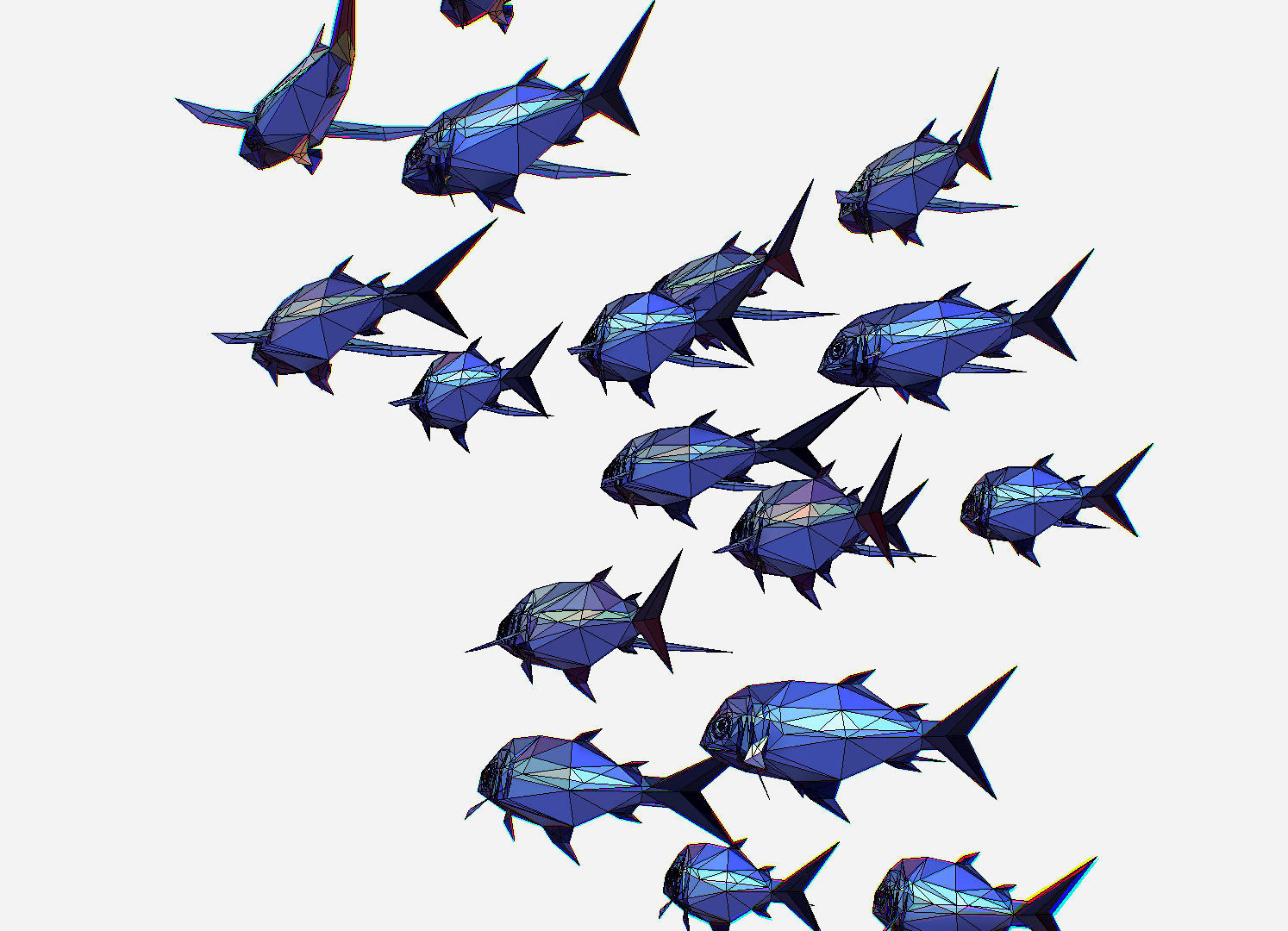 Animated Low Poly Art Flock Blue Sea Fish Low-poly 3D model_27