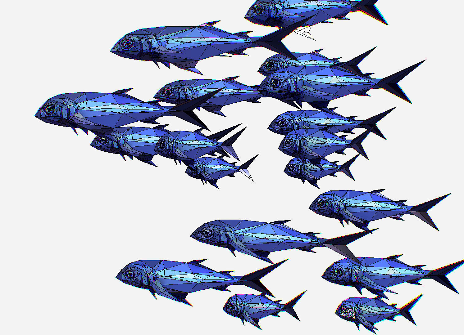 Animated Low Poly Art Flock Blue Sea Fish Low-poly 3D model_23