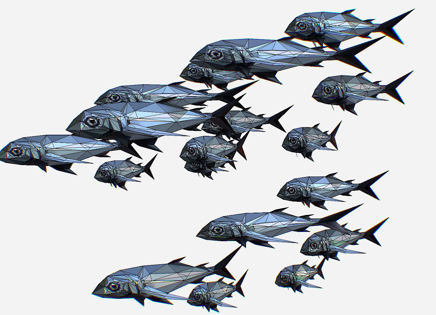 Animated Low Poly Art Flock Grey Sea Fish Low-poly 3D model_23