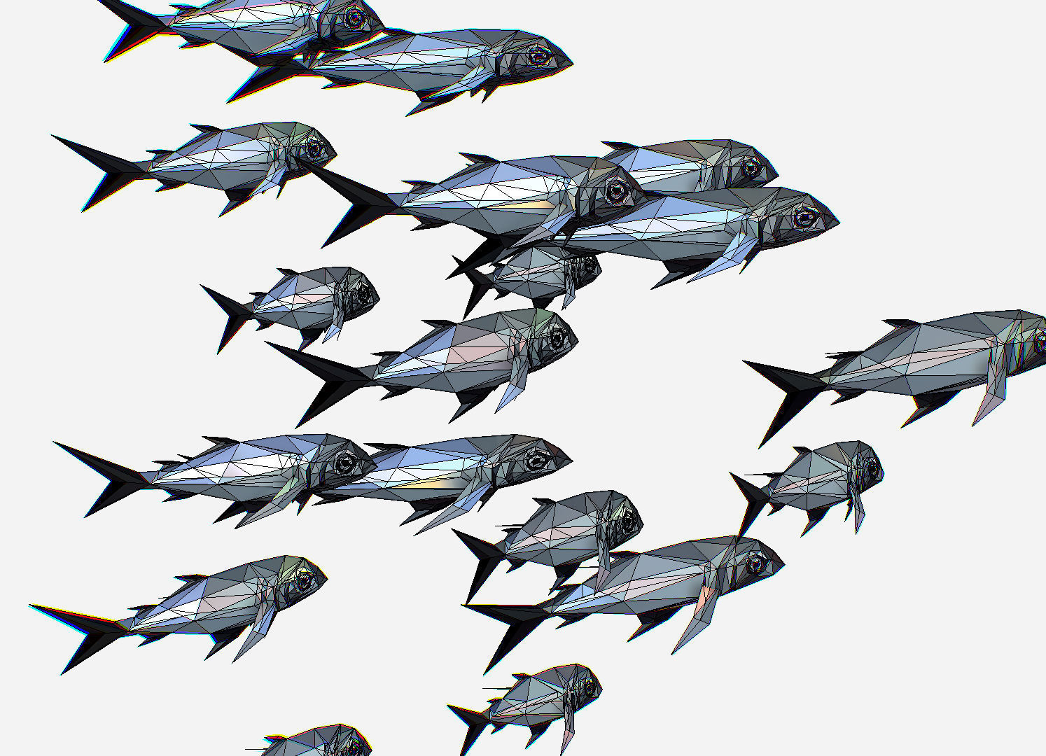 Animated Low Poly Art Flock Grey Sea Fish Low-poly 3D model_30