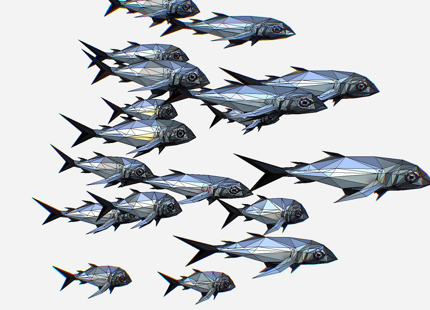 Animated Low Poly Art Flock Grey Sea Fish Low-poly 3D model_25