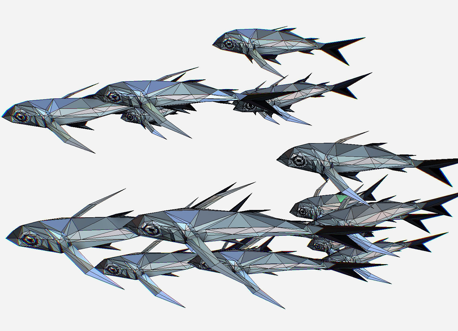Animated Low Poly Art Flock Grey Sea Fish Low-poly 3D model_35