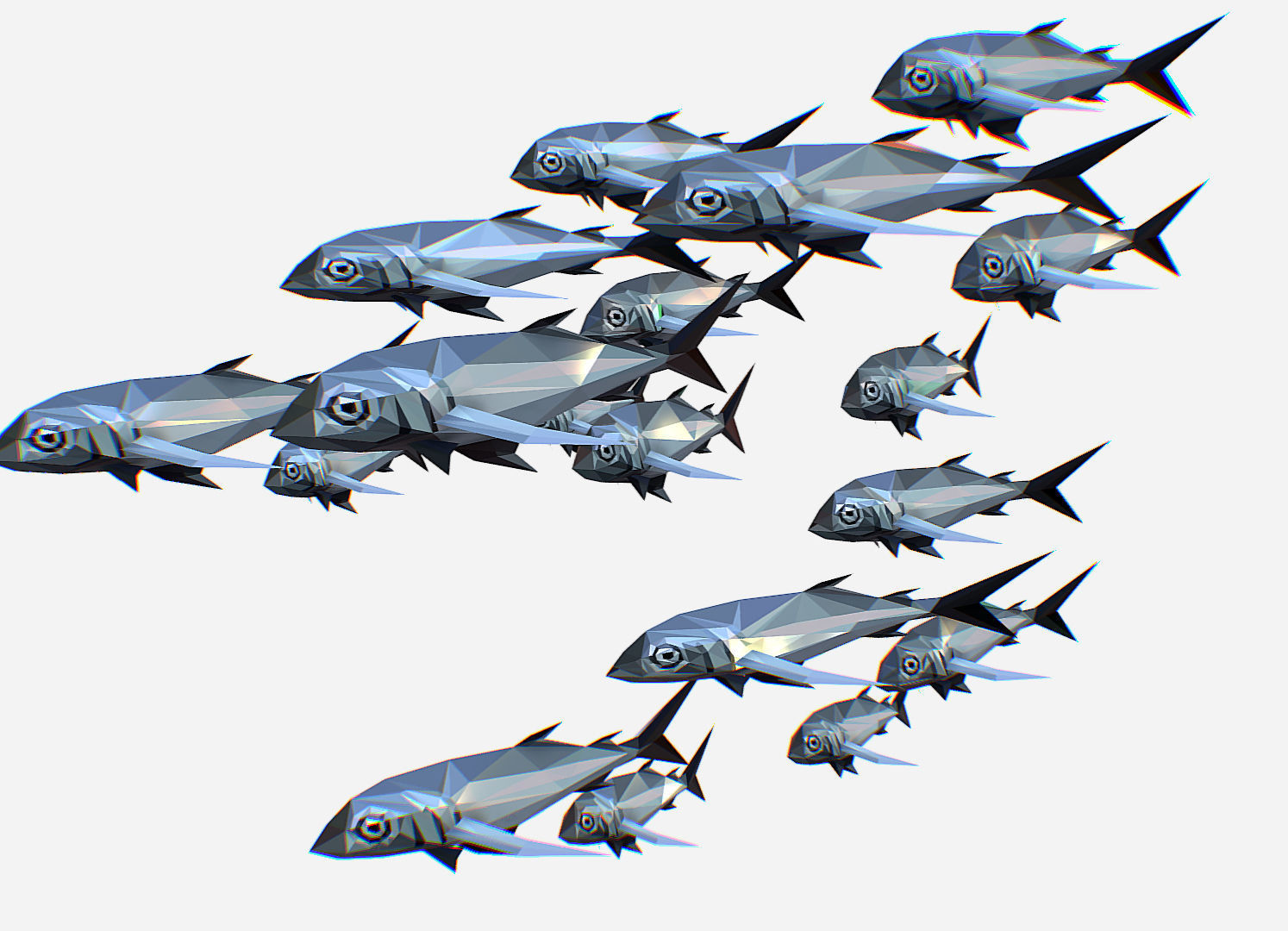 Animated Low Poly Art Flock Grey Sea Fish Low-poly 3D model_6