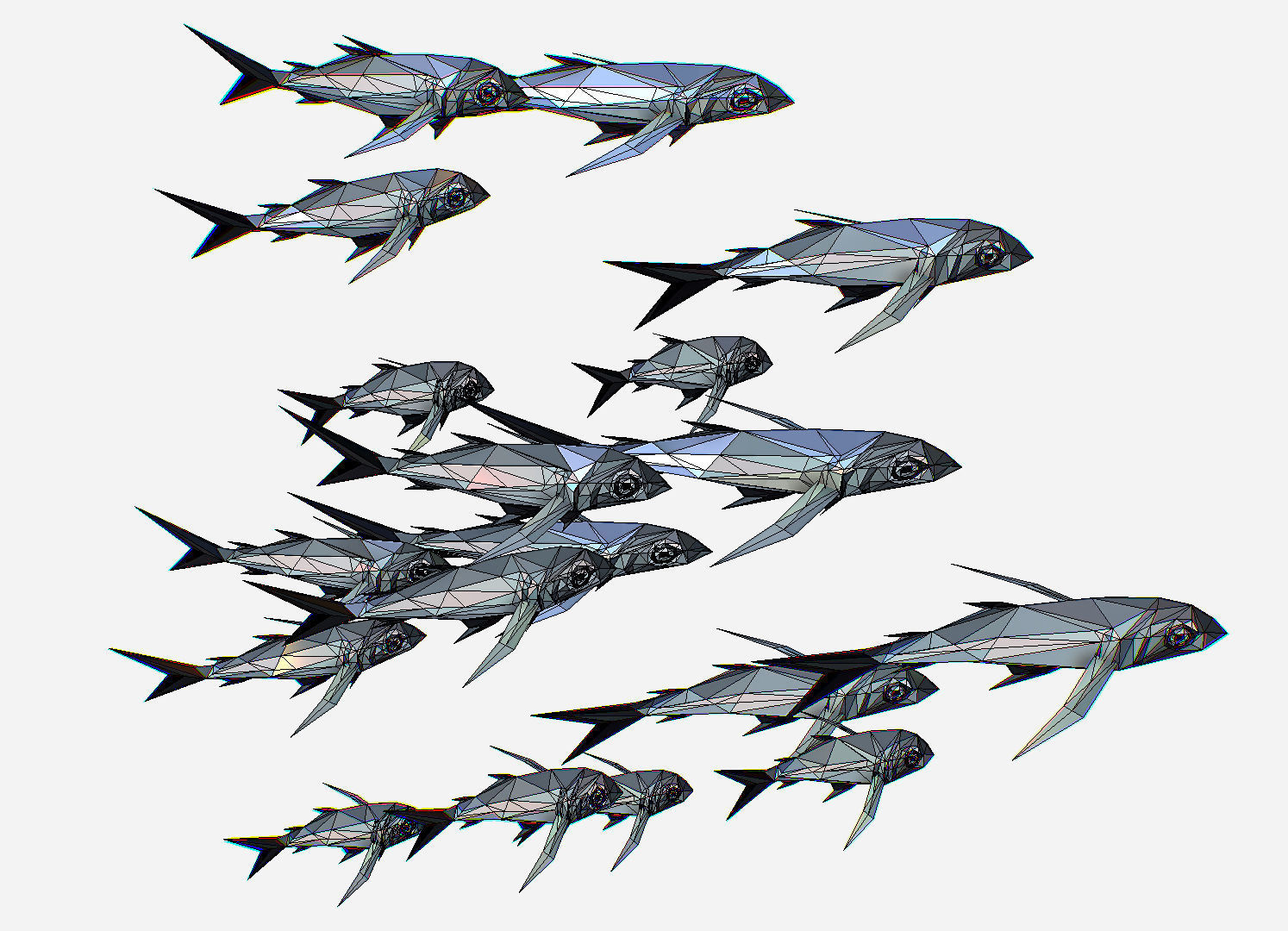 Animated Low Poly Art Flock Grey Sea Fish Low-poly 3D model_33