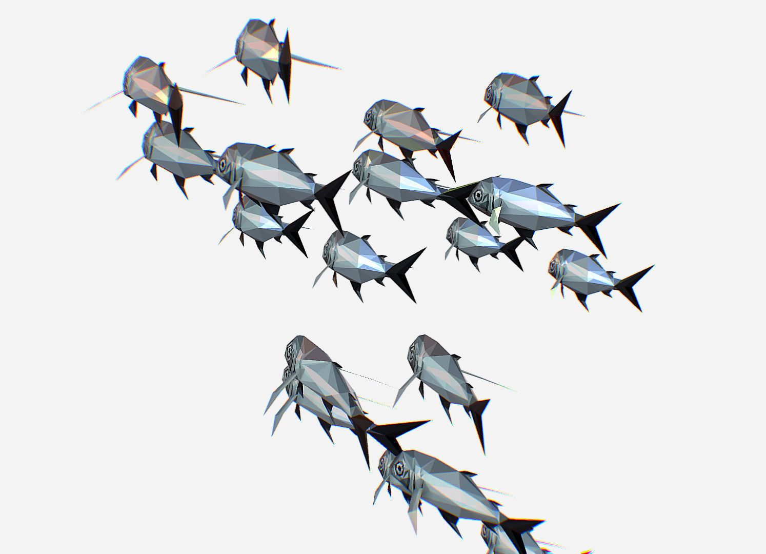Animated Low Poly Art Flock Grey Sea Fish Low-poly 3D model_12