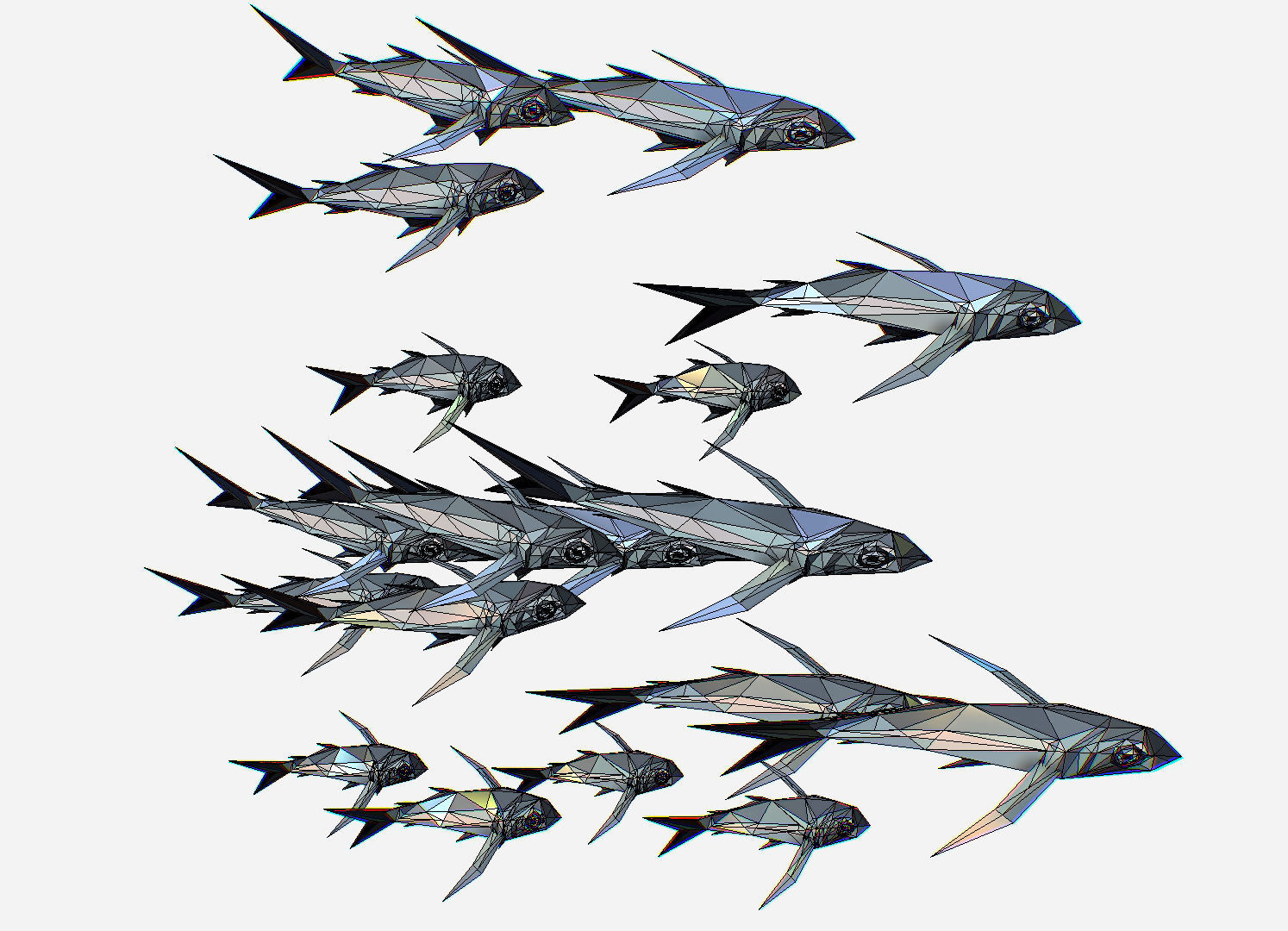 Animated Low Poly Art Flock Grey Sea Fish Low-poly 3D model_28