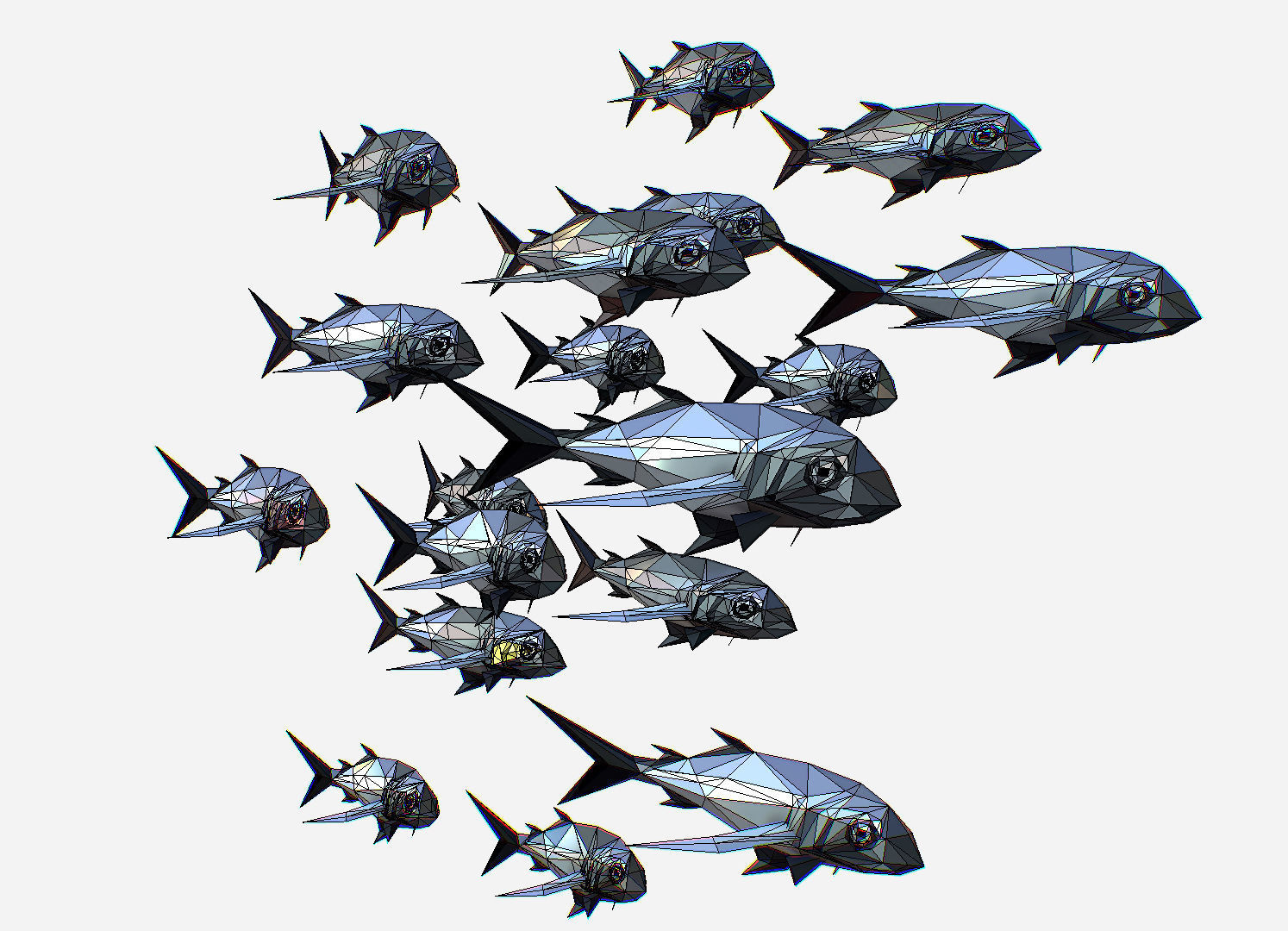 Animated Low Poly Art Flock Grey Sea Fish Low-poly 3D model_26