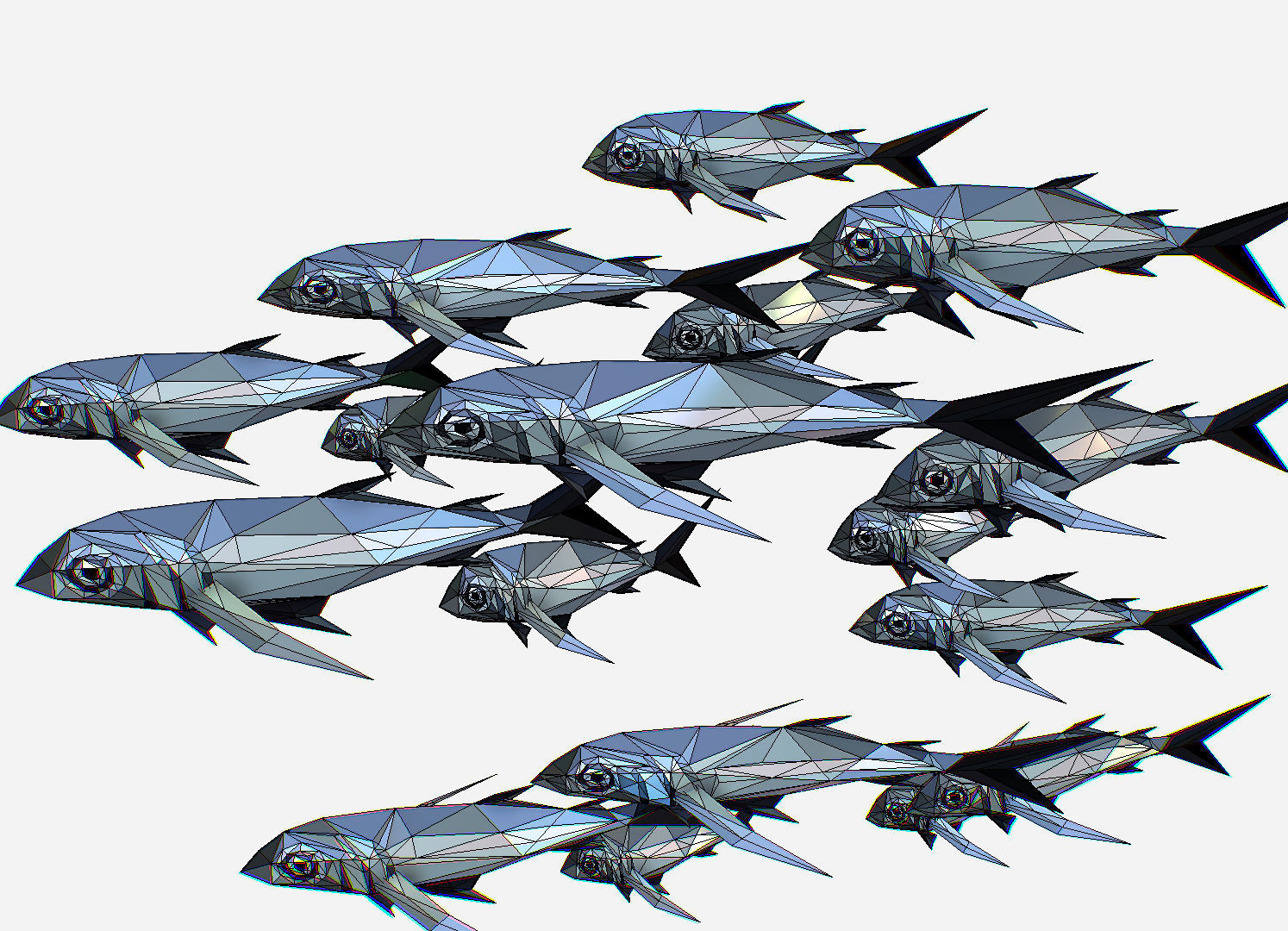 Animated Low Poly Art Flock Grey Sea Fish Low-poly 3D model_32
