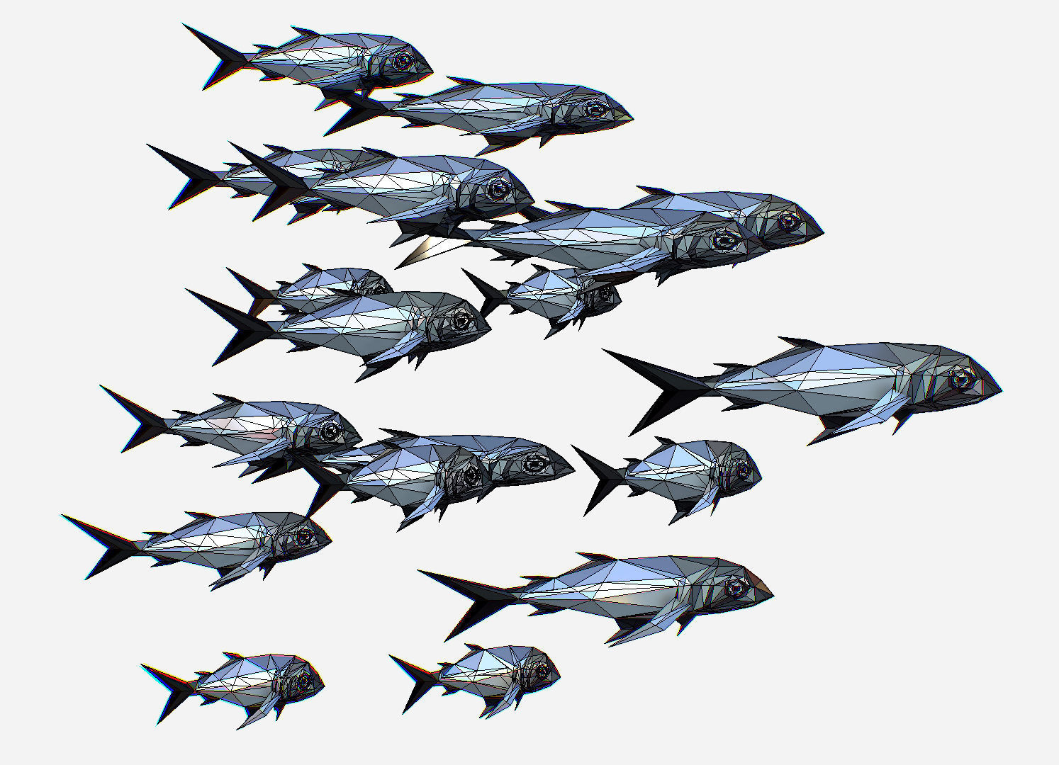 Animated Low Poly Art Flock Grey Sea Fish Low-poly 3D model_31