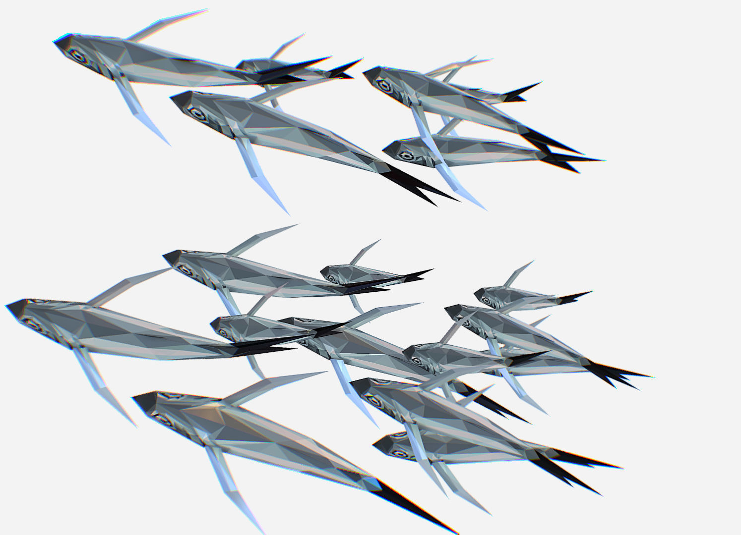 Animated Low Poly Art Flock Grey Sea Fish Low-poly 3D model_16