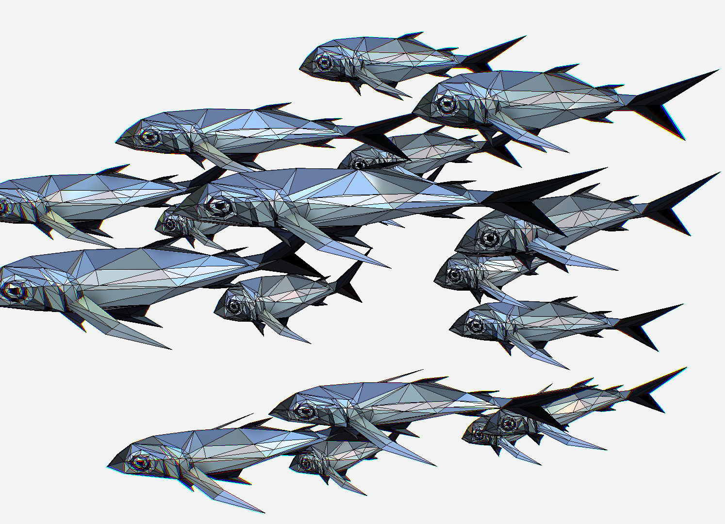 Animated Low Poly Art Flock Grey Sea Fish Low-poly 3D model_34