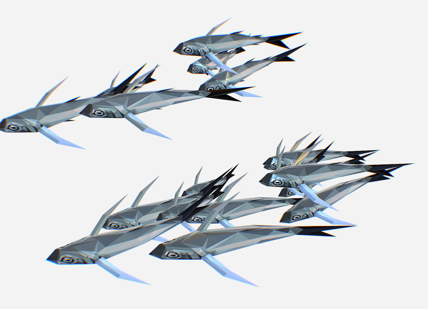Animated Low Poly Art Flock Grey Sea Fish Low-poly 3D model_20