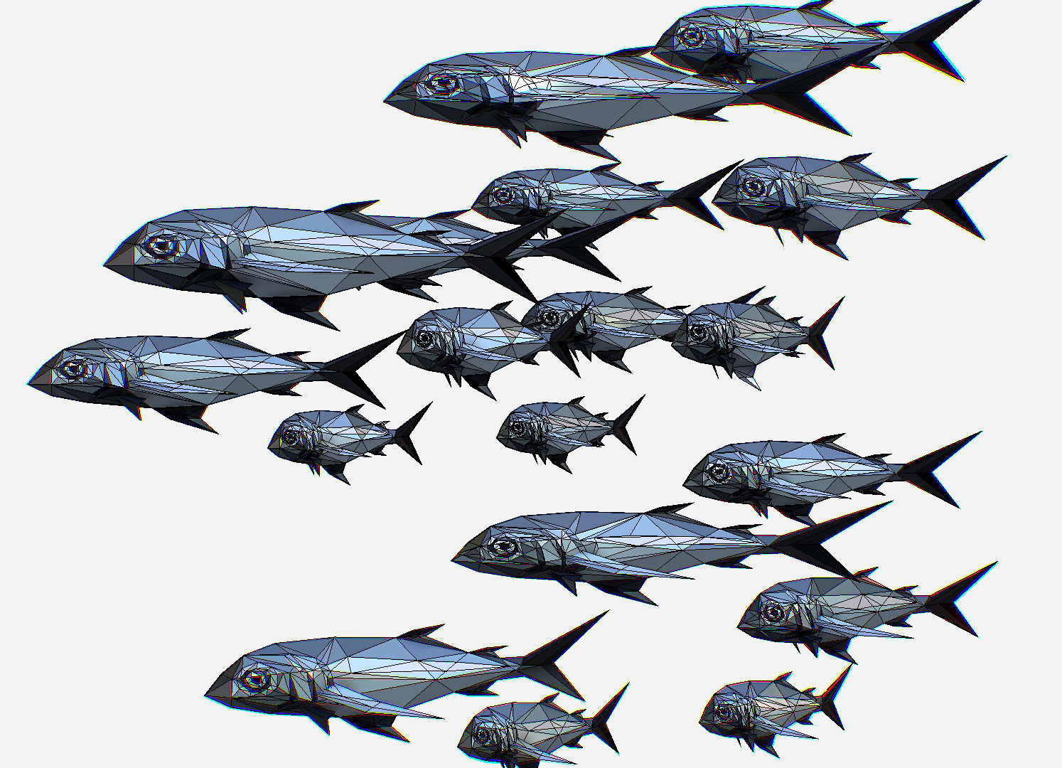 Animated Low Poly Art Flock Grey Sea Fish Low-poly 3D model_21
