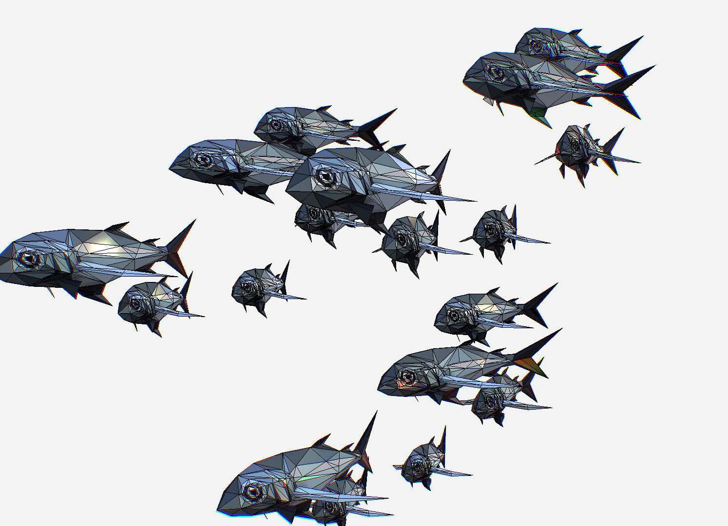 Animated Low Poly Art Flock Grey Sea Fish Low-poly 3D model_22