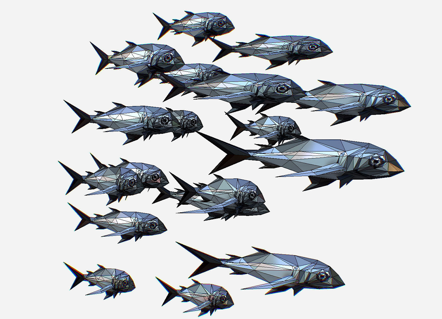 Animated Low Poly Art Flock Grey Sea Fish Low-poly 3D model_24