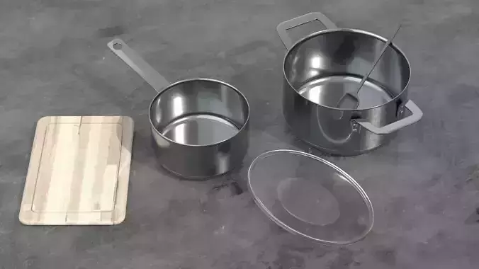 Kitchen Utensils pots dishes pans 3D