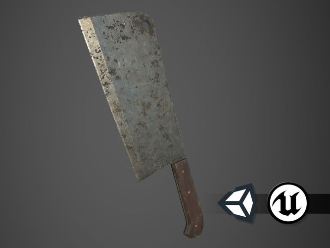 Apocalyptic Meat Cleaver - PBR and Game Ready Low-poly 3D model
