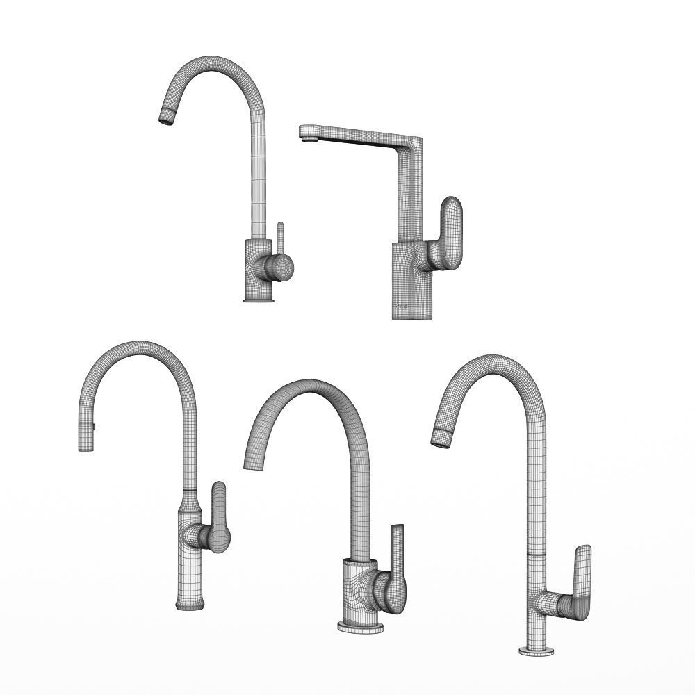 A set of kitchen faucets from Ravak set 11 3D model_8