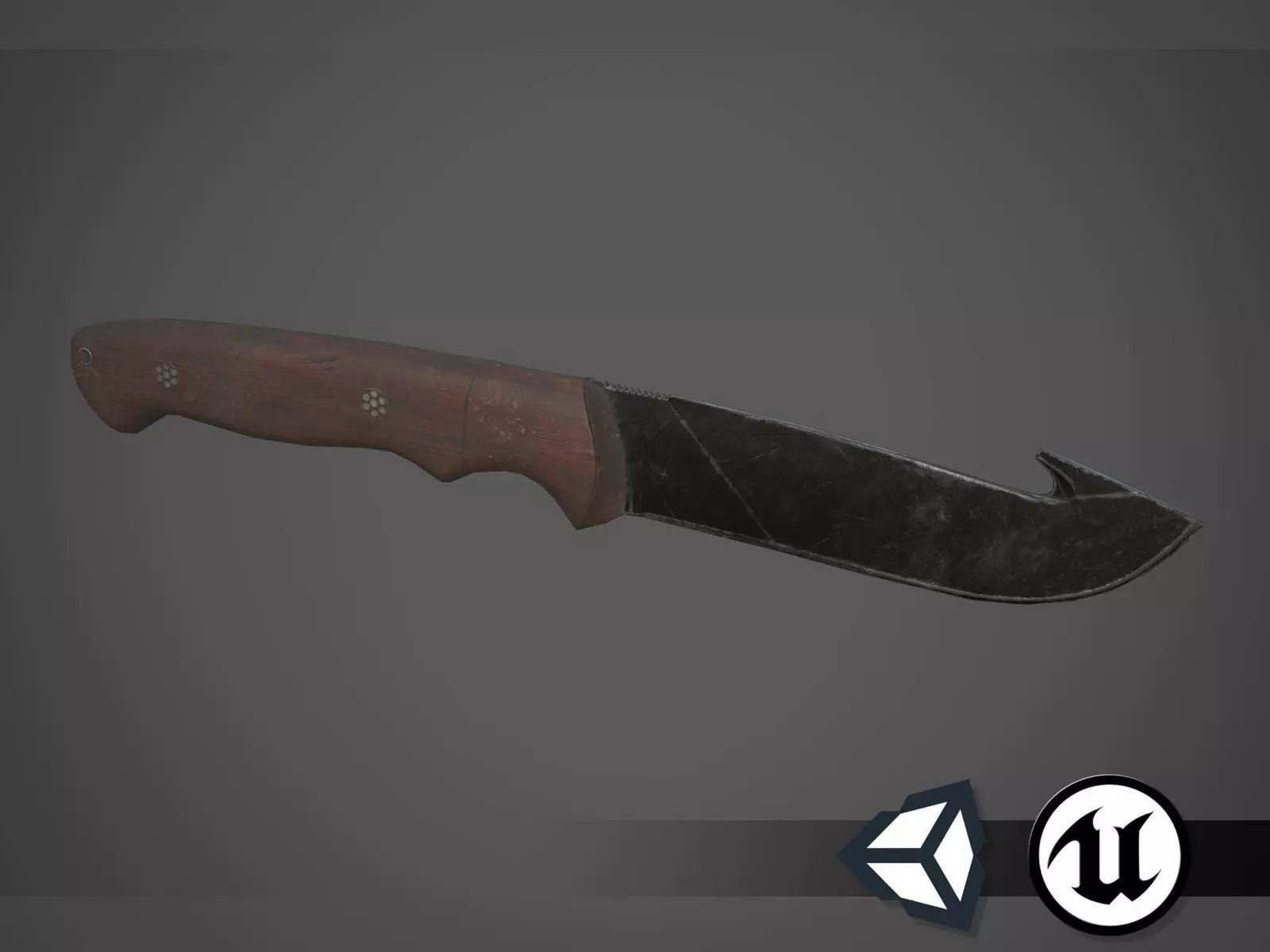 Apocalyptic Battle Knife - PBR and Game Ready Low-poly 3D model_0