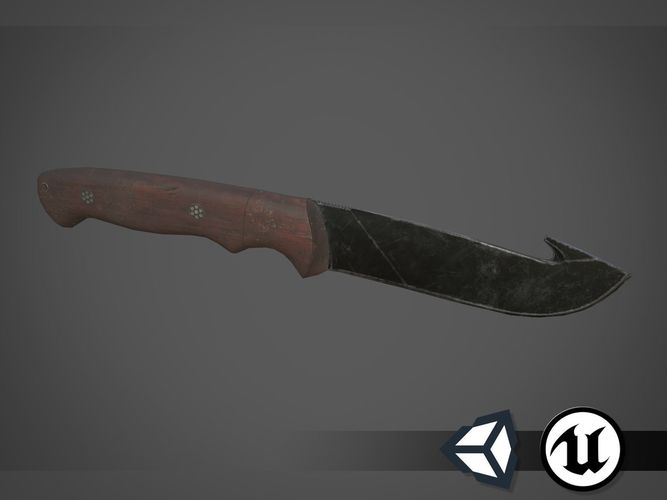 Apocalyptic Battle Knife - PBR and Game Ready Low-poly 3D model