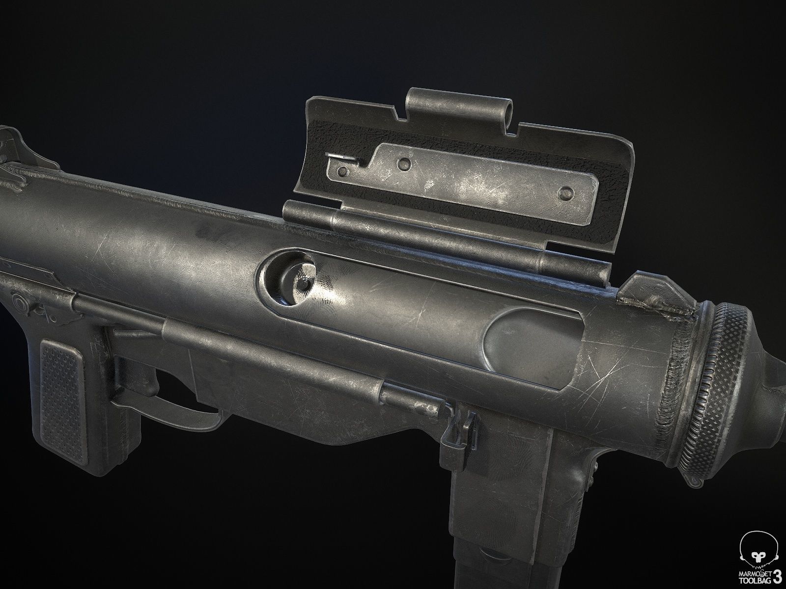 M3A1 Grease Gun Low-poly 3D model_4