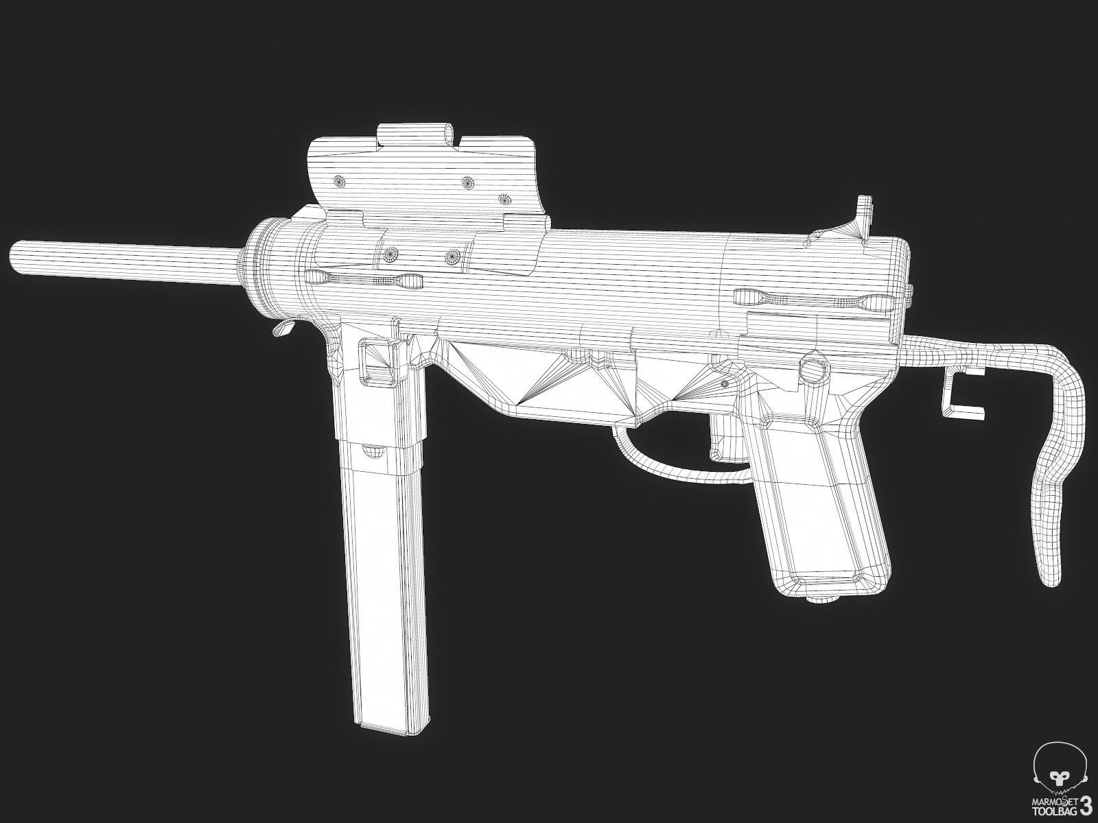 M3A1 Grease Gun Low-poly 3D model_10