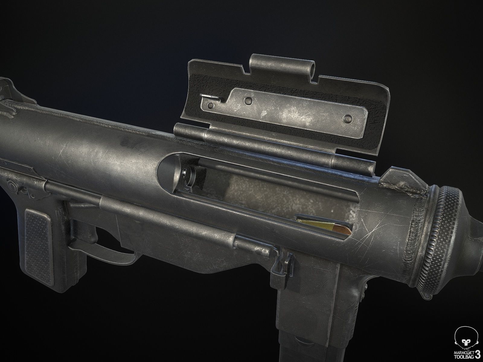 M3A1 Grease Gun Low-poly 3D model_5