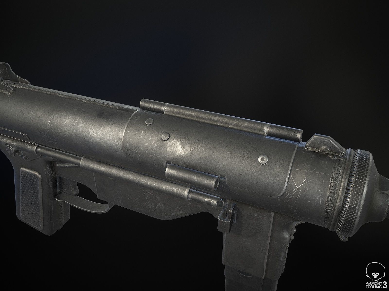 M3A1 Grease Gun Low-poly 3D model_6