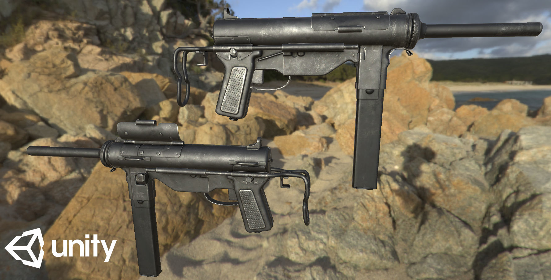 M3A1 Grease Gun Low-poly 3D model_15