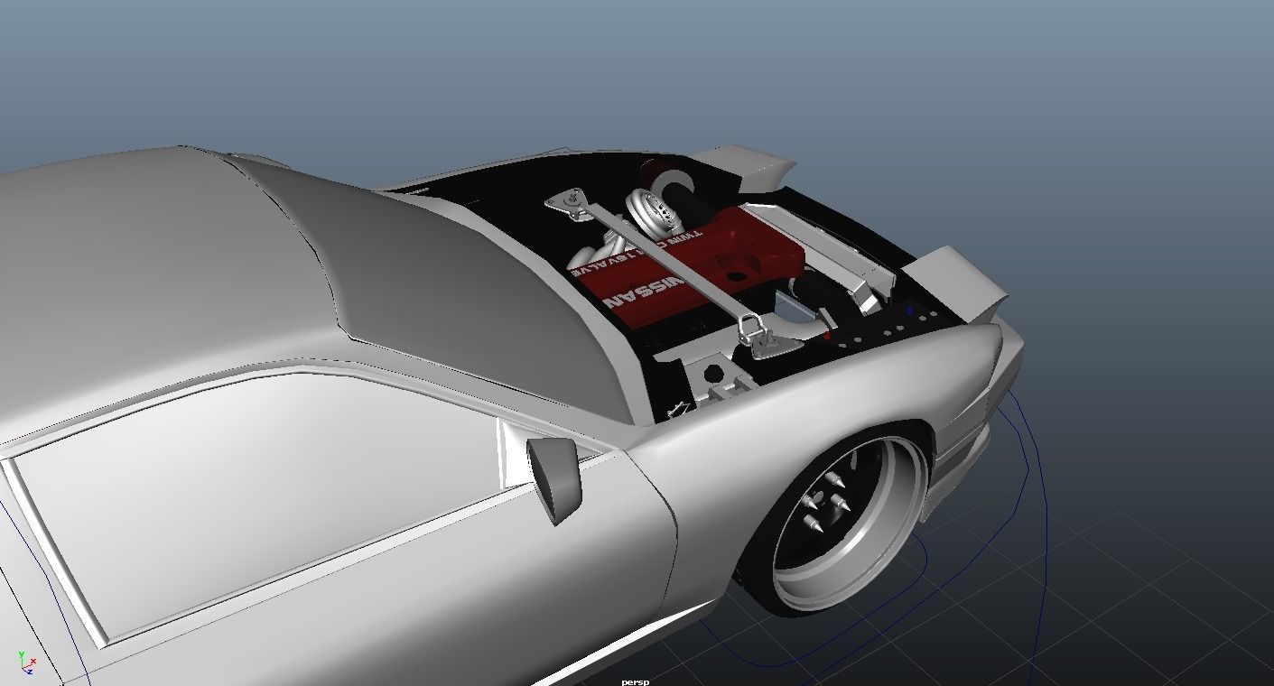 3D model 180SX RIG FULL INTERIOR ENGINE VR / AR / low-poly rigged ...