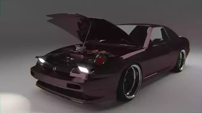 180SX RIG FULL INTERIOR  ENGINE Low-poly 3D model