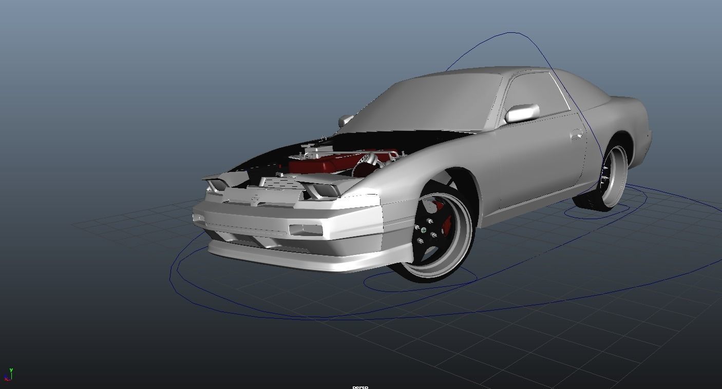 3D model 180SX RIG FULL INTERIOR ENGINE VR / AR / low-poly rigged ...