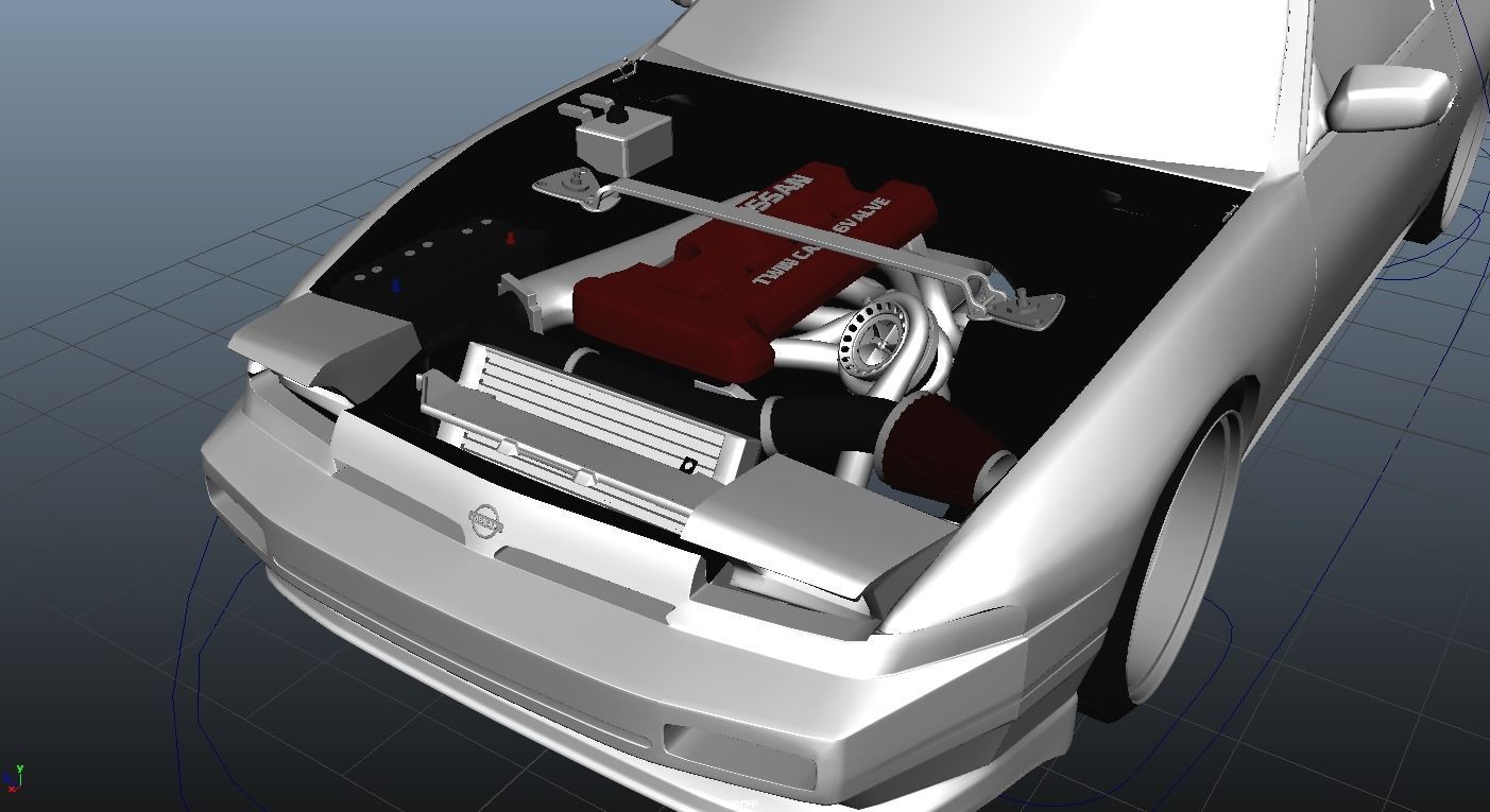3D model 180SX RIG FULL INTERIOR ENGINE VR / AR / low-poly rigged ...