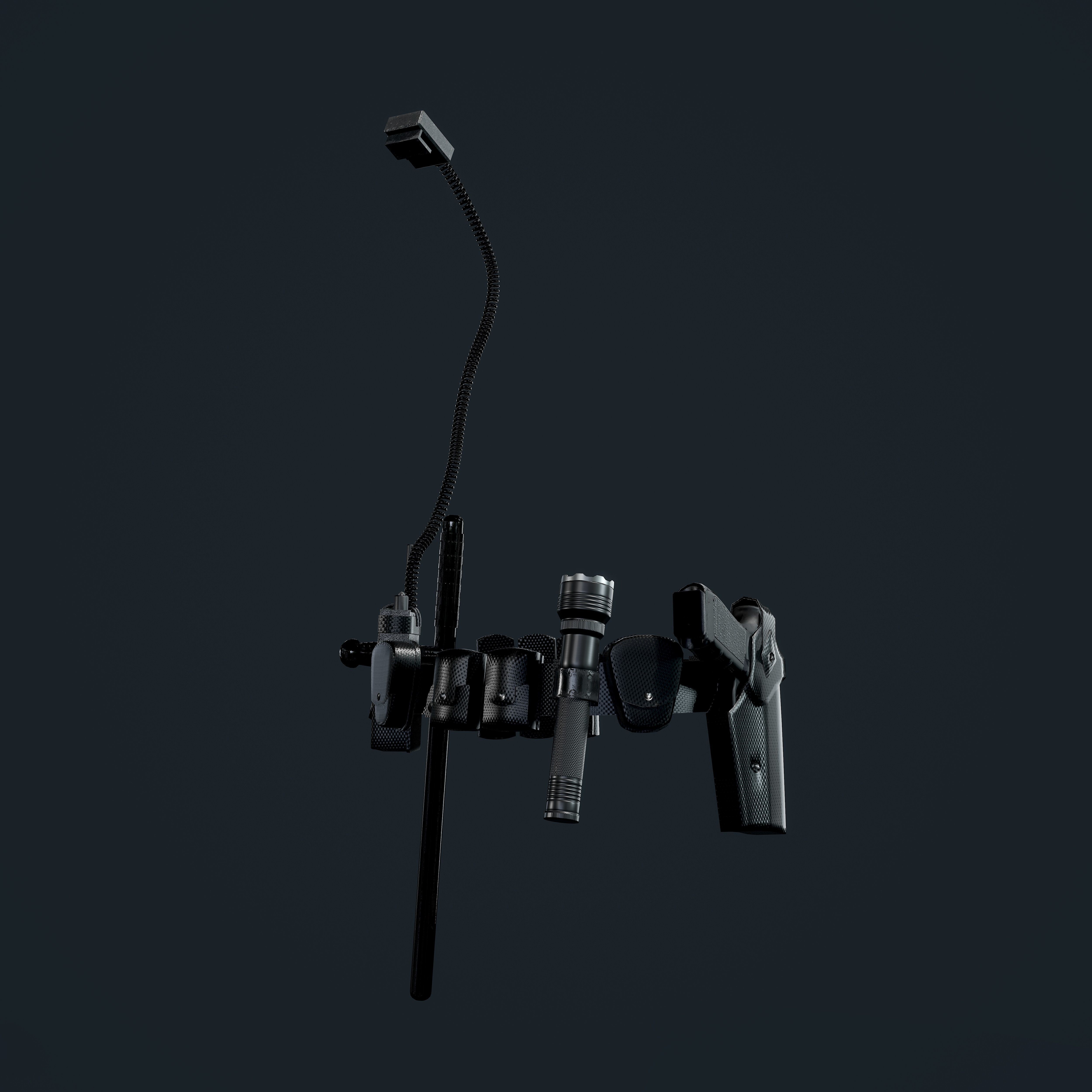 Police Officer Gun Belt Uniform Cop Low-poly 3D model_5