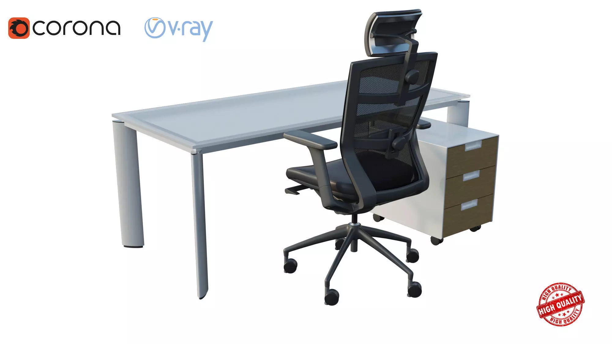 Office Desk 3D model_0