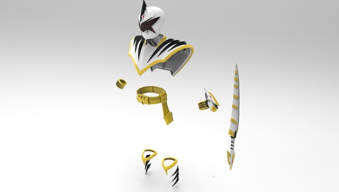White Ranger Dino Thunder Armor Complete with Sword and Morpher  3D print model_1