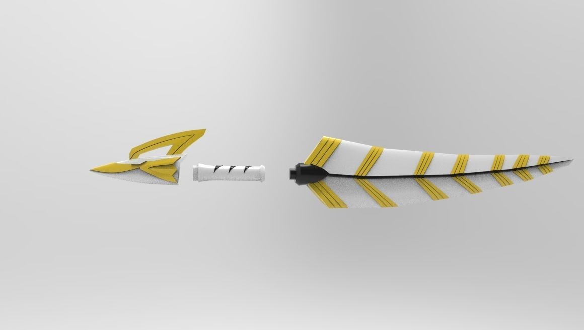 White Ranger Dino Thunder Armor Complete with Sword and Morpher  3D print model_10