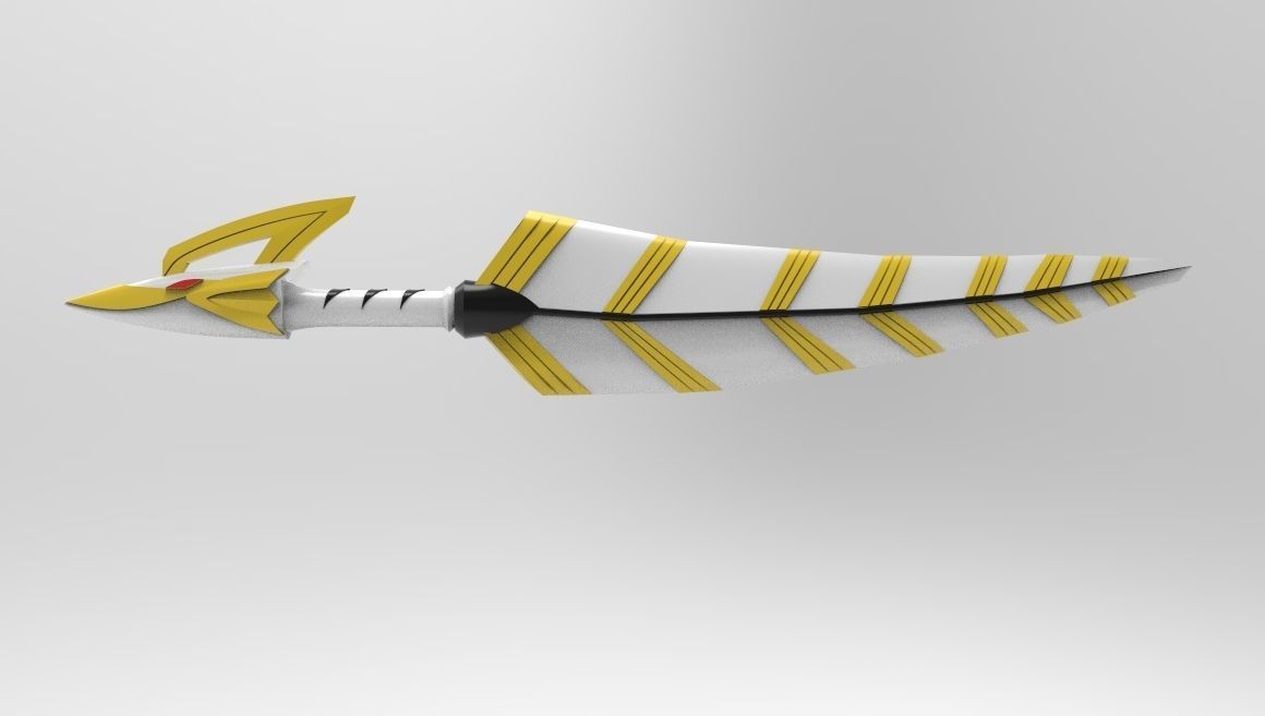 White Ranger Dino Thunder Armor Complete with Sword and Morpher  3D print model_9