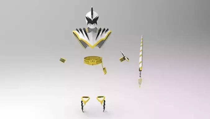 White Ranger Dino Thunder Armor Complete with Sword and Morpher  3D print model