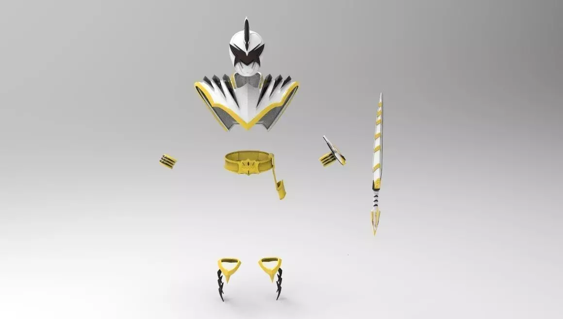 White Ranger Dino Thunder Armor Complete with Sword and Morpher  3D print model_0