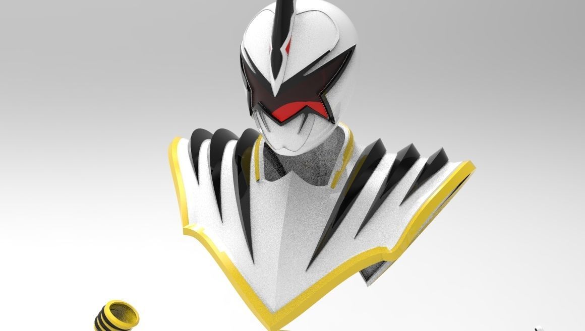 White Ranger Dino Thunder Armor Complete with Sword and Morpher  3D print model_2