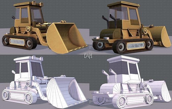 Tractor Cartoon Low-poly 3D model